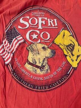 Southern Fried Cotton Red Graphic Pocket T-Shirt Size Small